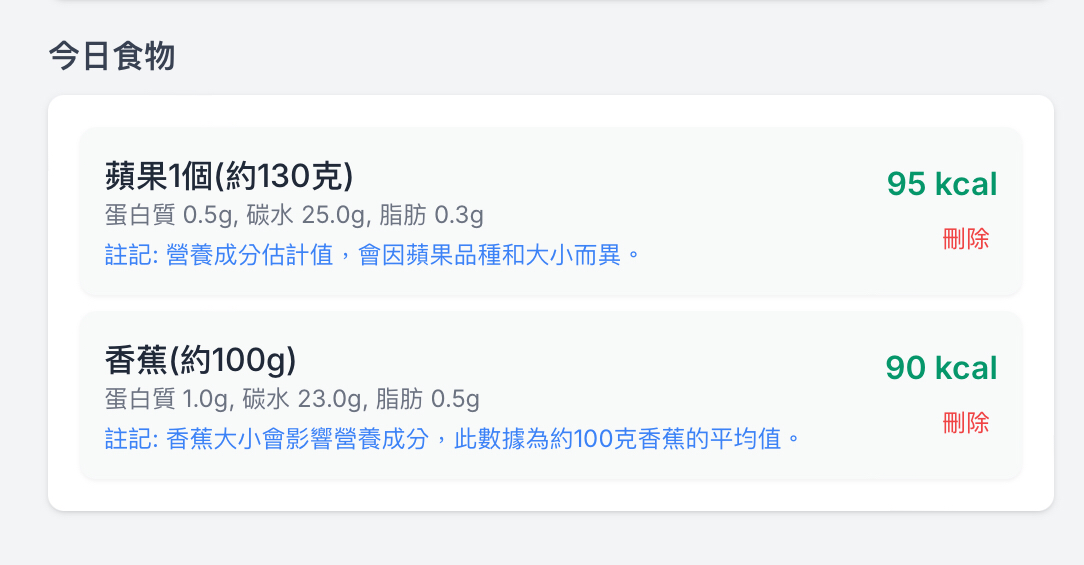 個人營養管理截圖